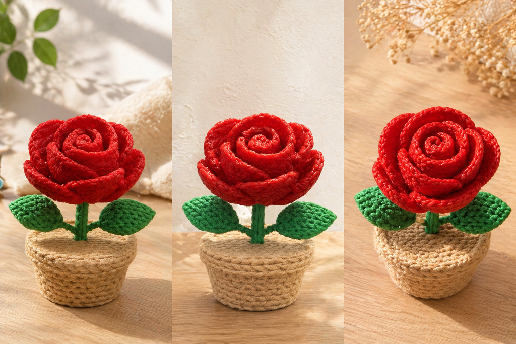 Materitas de Amor – Rosa Decorativa en Maceta Impresión 3D